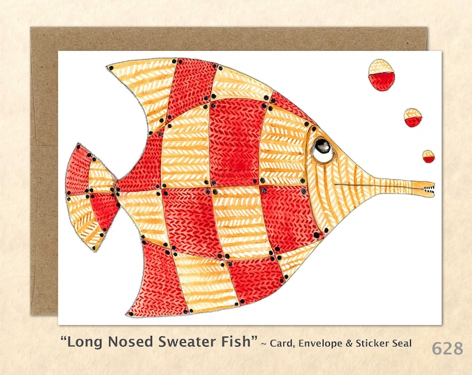 Fantasy Fish Note Card, Fish Cards, Wacky Animals, Fun Animals, Blank Note Card, Art Cards, Greeting Cards