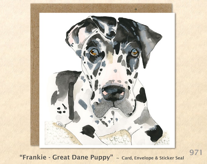 Great Dane Puppy Note Card  Dog Note Card Customizable Blank Note Card Watercolor Art Greeting Card