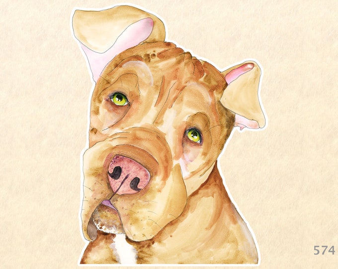 Labrador Pitt Mix Sticker Pitt Bull Lab Cute Dog Sticker Watercolor Art Laptop Phone Journal Water Bottle Sticker Scrapbooking Sticker