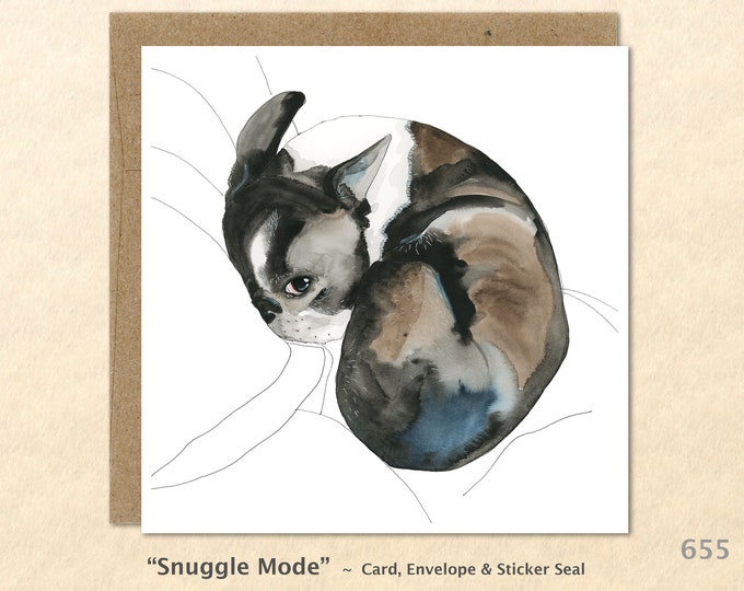 Boston Terrier Dog Card Cute Dog Card Customizable Blank Note Card Custom Art Card Greeting Card