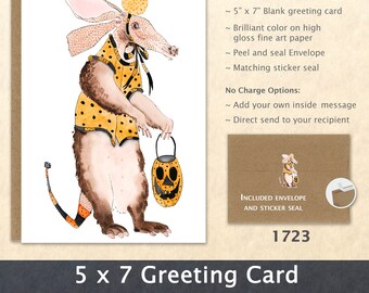 Halloween Aardvark Greeting Card Trick or Treating Aardvark Card Cute Animal Card Customizable Blank Note Card Art Card Greeting Card