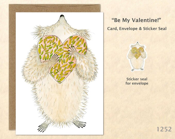 Fuzzy Love Be My Valentine Card Customizable Blank Note Card Watercolor Art Cards Greeting Cards