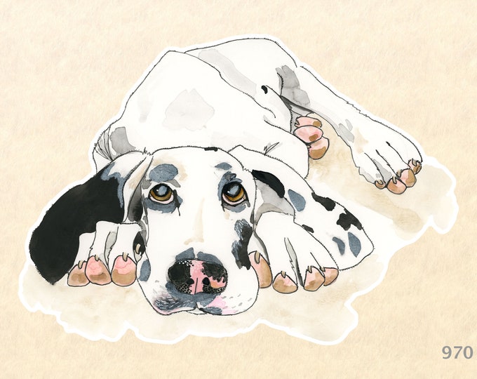 Great Dane Puppy Sticker Cute Dog Sticker Watercolor Art Water Bottle Sticker Scrapbook Sticker iPhone Android Macbook Decal