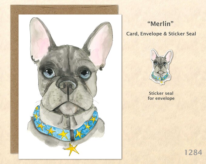 French Bulldog Note Card Dog Card Customizable Blank Note Card Watercolor Art Cards Greeting Cards