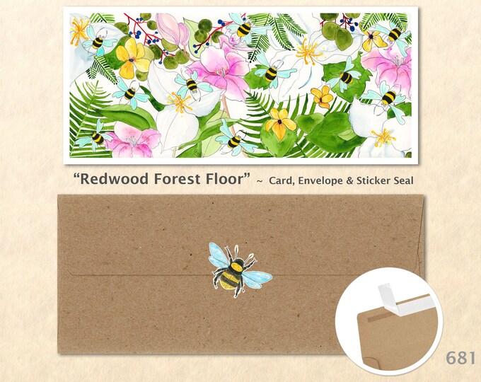 Redwood Forest Floor Card, Floral Cards, Flower Cards, Garden Cards, Flowers and Bees, Greeting Cards