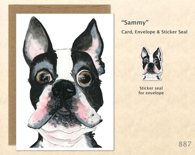 Boston Terrier Note Card Dog Cards Cute Dog Cards Blank Note Card Art Cards Greeting Cards Watercolor Painting