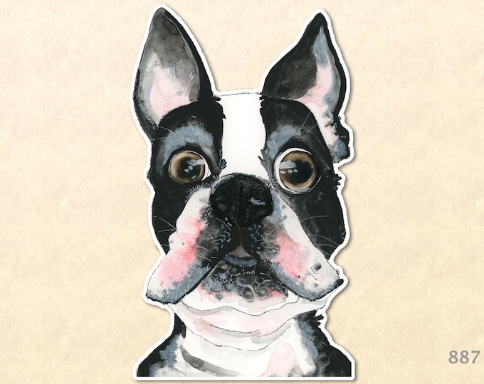 Dog Stickers Boston Terrier Stickers Cute Animal Stickers Laptop Stickers Water Bottle Stickers Scrapbooking Stickers Watercolor Art Sticker