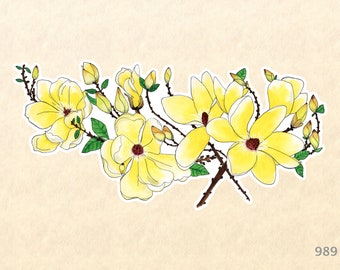 Magnolias Sticker Flower Sticker Floral Sticker Garden Sticker Water Bottle Sticker Scrapbook Sticker Macbook Decal