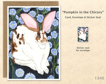 Bunny in the Chicory Card Rabbit Card Bunny Card Farm Card Blank Note Card, Wildlife Card Cute Cards Art Cards, Greeting Cards