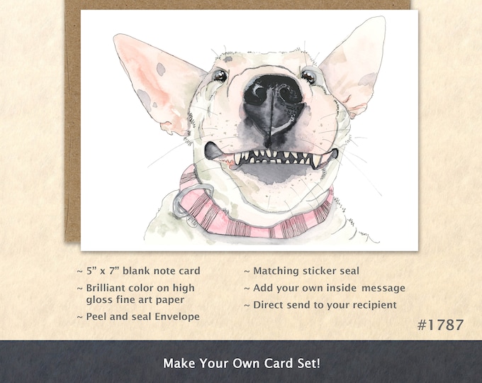 Bull Terrier Greeting Card Bullseye Dog Card Cute Animal Card Customizable Blank Note Card Art Card Greeting Card