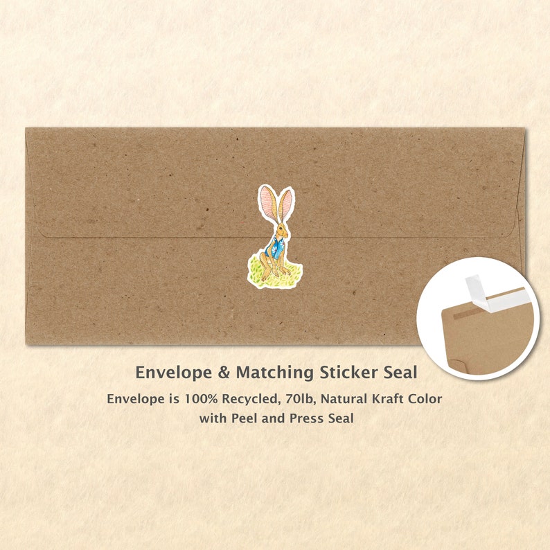 Vested Rabbit Note Card Bunny Rabbit Card Easter Card Customizable Blank Note Card Watercolor Art Card image 2