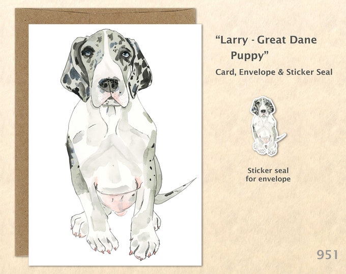 Great Dane Puppy Card Dog Card Cute Animal Card Customizable Blank Note Card Watercolor Art Card Greeting Card