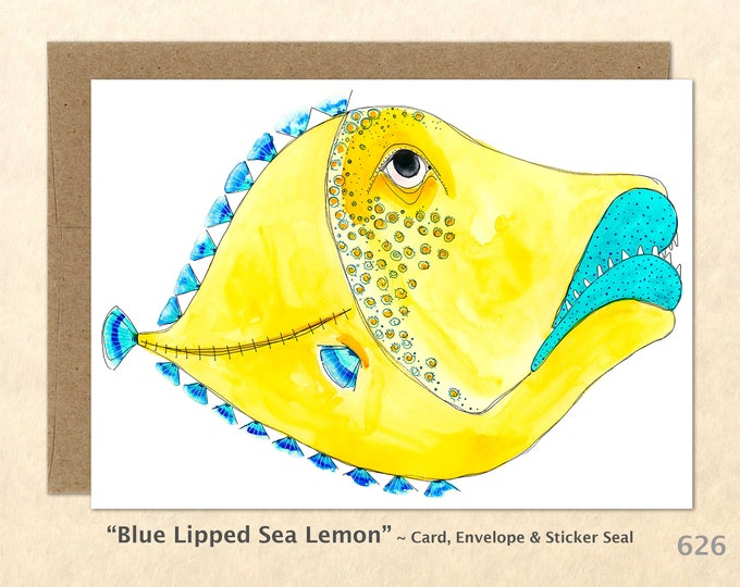 Fantasy Fish Note Card, Fish Cards, Fun Animals, Wacky Animals, Blank Note Card, Art Cards, Greeting Cards
