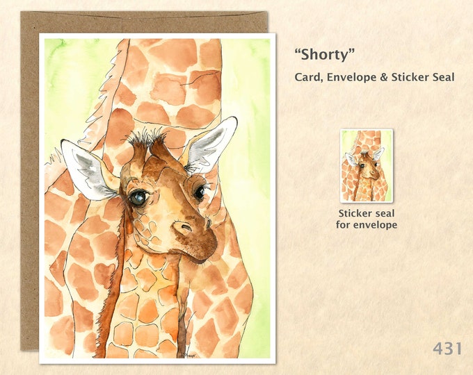 Giraffe Mother and Baby Note Card Giraffe Card Baby Shower Baby Giraffe Card Cute Baby Animals Blank Art Note Card Greeting Cards Watercolor