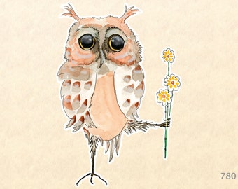 Owl Sticker Flower Sticker Bird Sticker Floral Sticker Cute Animal Sticker Cute Owls Water Bottle Sticker Scrapbooking Sticker Macbook Decal