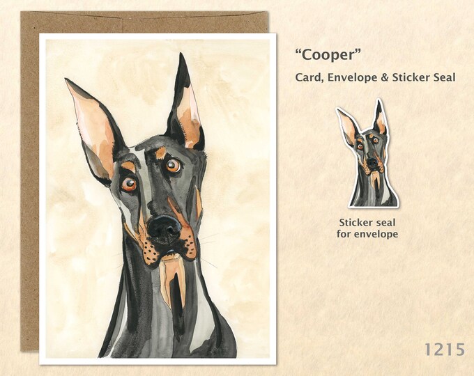 Doberman Pinscher Note Card Dog Greeting Card Customizable Blank Note Card Watercolor Art Card Greeting Card