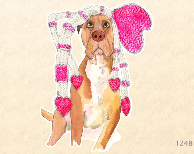 The Things We Do for Love Valentines Sticker Valentines Day Dog Sticker Scrapbook Stickers Watercolor Art Sticker