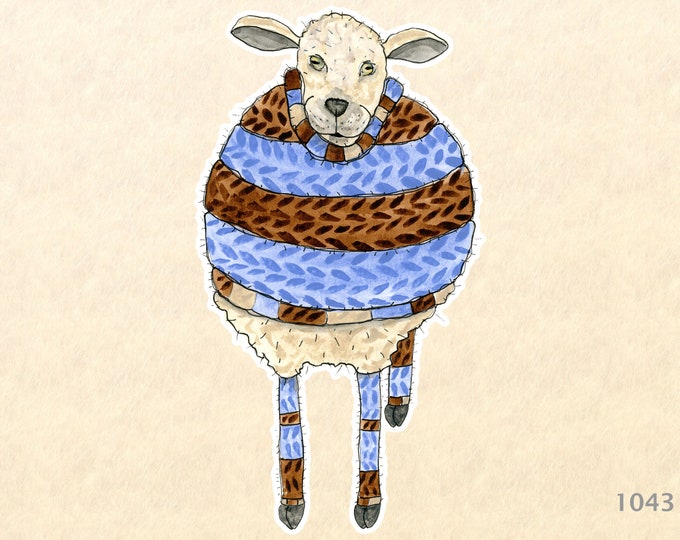 Sheep Wearing a Wool Sweater and Socks Sticker Water Bottle Sticker Shiny Sticker Scrapbooking Sticker Macbook Pro Touchpad Decal