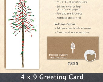 Christmas Card Tree Dressed for Christmas Note Card Blank Watercolor Card Art Card Note Card