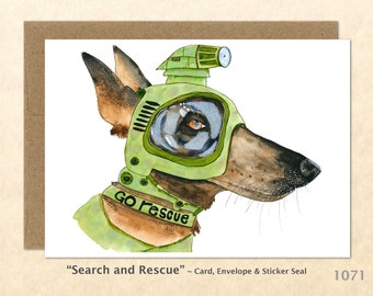 Search and Rescue Dog Note Card German Shepherd Customizable Blank Note Card Watercolor Art Card Greeting Card