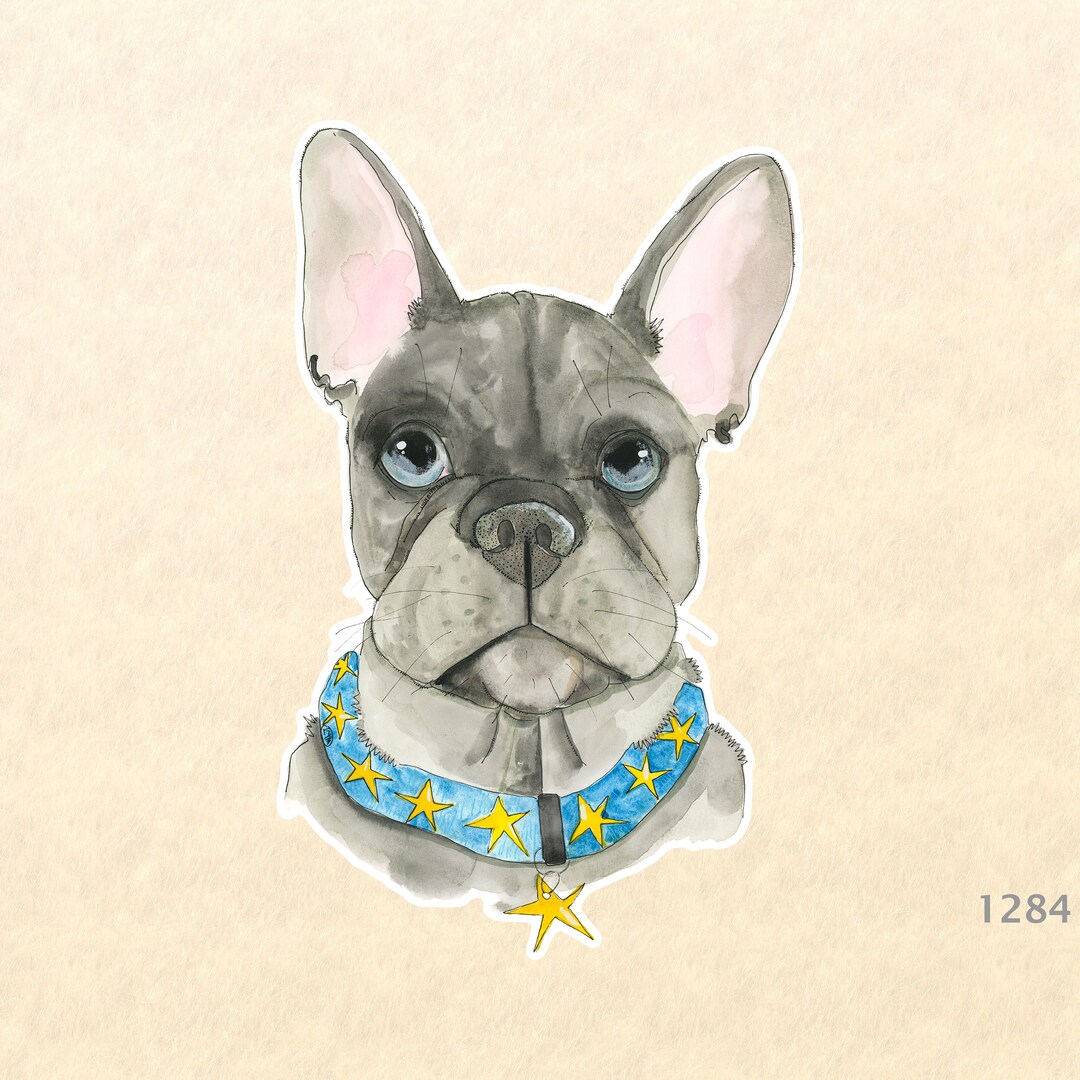 French Bull Dog Sticker Dog Sticker Toy Bulldog Watercolor Art