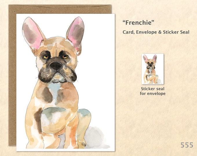 French Bulldog Note Card, Dog Cards, Blank Note Card, Art Cards, Greeting Cards