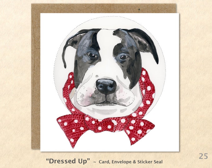 Pit Bull Card Mastiff Card Dog Card Cute Dog Card Dog Customizable Greeting Card Fun Dog Card Blank Note Card Watercolor Art Cards