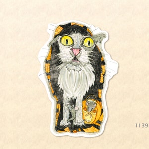 Halloween Cat &quot;Too Much Catnip&quot; Trick or Treat! Sticker