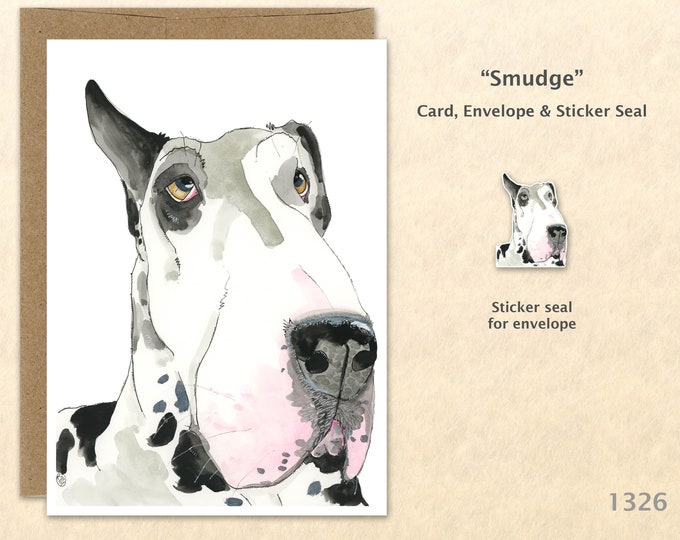 Great Dane Greeting Card Big Dog Note Card Customizable Blank Note Card Watercolor Art Greeting Card