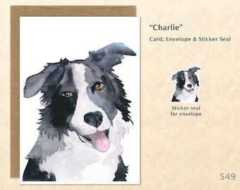 Border Collie Dog Note Card, Dog Cards, Collie Cards, Blank Note Card, Art Cards, Greeting Cards