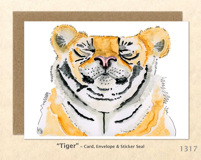Tiger Note Card Watercolor Art Card Customizable Blank Card Wild Animals Note Card Wildlife Cards