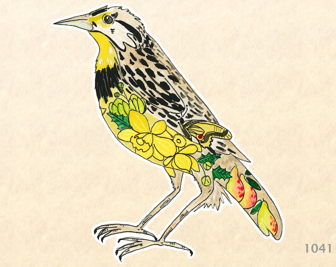 Western Meadowlark Sticker State Bird Sticker Watercolor Art Water Bottle Sticker Scrapbook Sticker