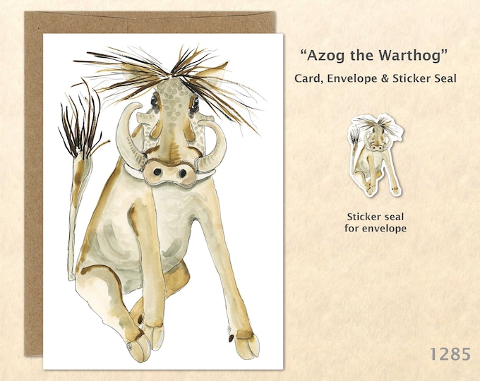 Warthog Note Card Boar Card Pig Card Customizable Blank Note Card Watercolor Art Cards Greeting Cards