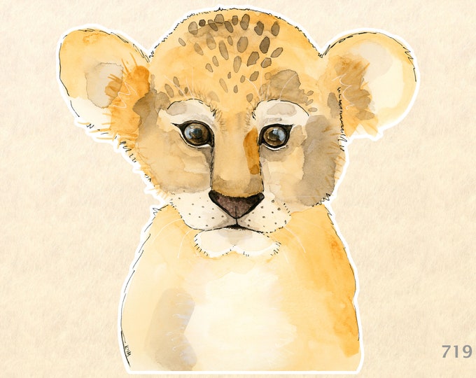 Baby Lion Sticker Lion Cub Sticker Cute Animal Sticker Big Cat Sticker Wildlife Sticker African Animals Laptop Water Bottle Scrapbooking
