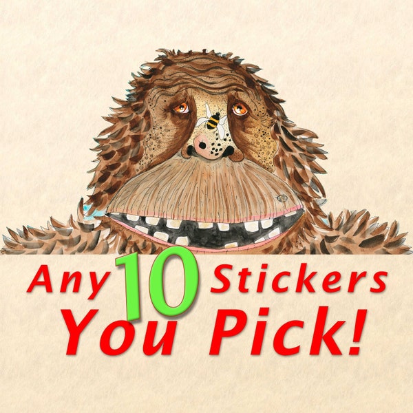 Sticker Pack - Choose Any 10 Stickers, Fun Stickers, Cute Stickers, Wildlife Stickers, You Pick