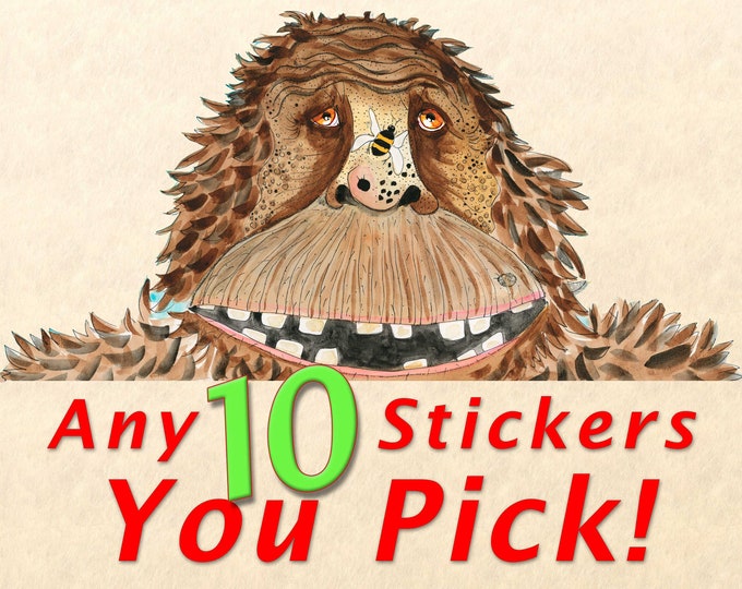 Sticker Pack - Choose Any 10 Stickers, Fun Stickers, Cute Stickers, Wildlife Stickers, You Pick