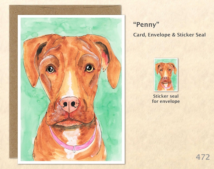 Pit Bull Lab Mix Dog Note Card, Dog Cards, Lab Cards, Labrador Cards, Blank Note Card, Art Cards, Greeting Cards