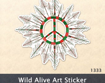 Christmas Peace Sign Snow Flake Sticker Christmas Trees Snowflake Gift Wrapping Sticker Scrapbook Stickers Watercolor Art Sticker