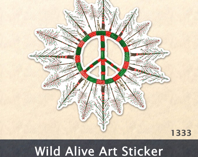Christmas Peace Sign Snow Flake Sticker Christmas Trees Snowflake Gift Wrapping Sticker Scrapbook Stickers Watercolor Art Sticker