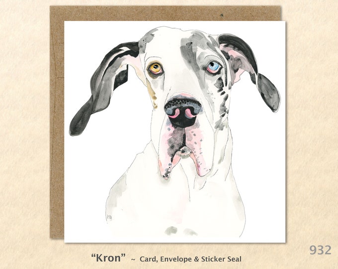 Great Dane Note Card  Dog Note Card Dog Greeting Card Blank Note Card Art Card Greeting Card Watercolor Card