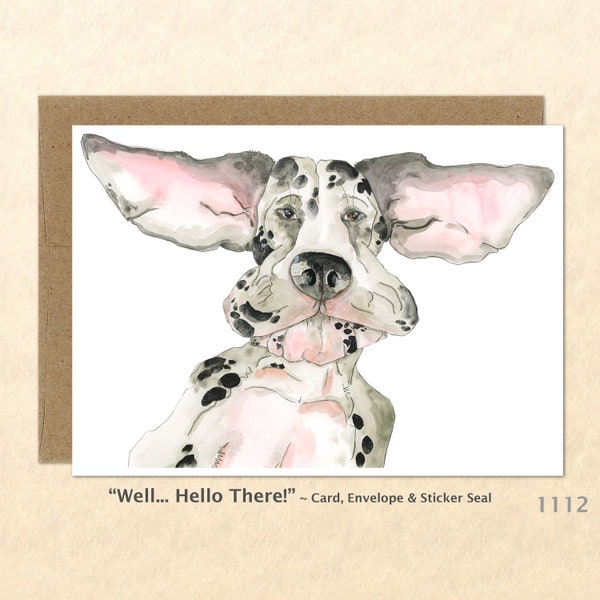 Floppy Eared Great Dane Note Card Dog Card Cute Animal Card Customizable Blank Note Card Watercolor Art Card Greeting Card