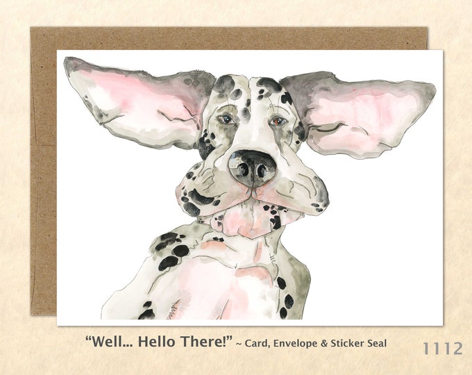 Floppy Eared Great Dane Note Card Dog Card Cute Animal Card Customizable Blank Note Card Watercolor Art Card Greeting Card