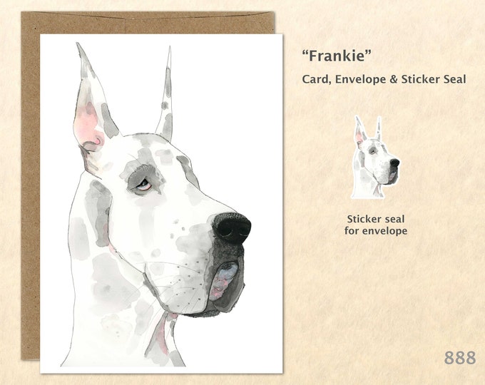 Great Dane Card Dog Note Card Big Dog Cute Animal Card Fun Dog Card Blank Note Card Art Card Greeting Card