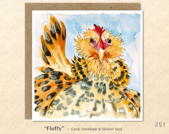 Chicken Note Card, Farm Cards, Chicken Cards, Farm Yard Animals, Blank Note Card, Art Cards, Greeting Cards