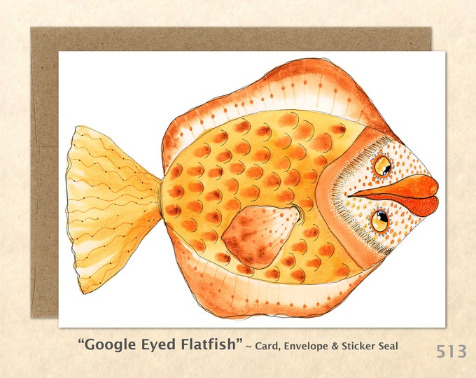 Fantasy Fish Note Card Customizable Watercolor Art Fish Card Silly Fish Card Fun Animal Blank Note Card Art Card Greeting Card