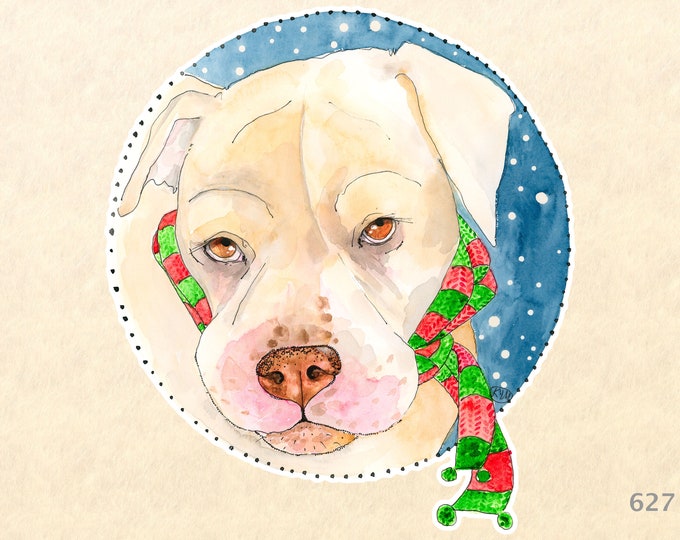 Dog Dressed for Christms Sticker Gift Wrapping Sticker Laptop Stickers Water Bottle Stickers Scrapbook Stickers