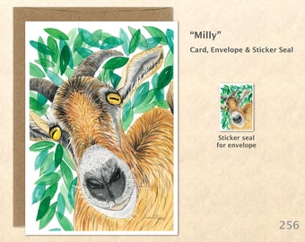 Goat  Note Card, Goat Cards, Farm Cards, Farm Animal Cards, Blank Note Card, Art Cards, Greeting Cards