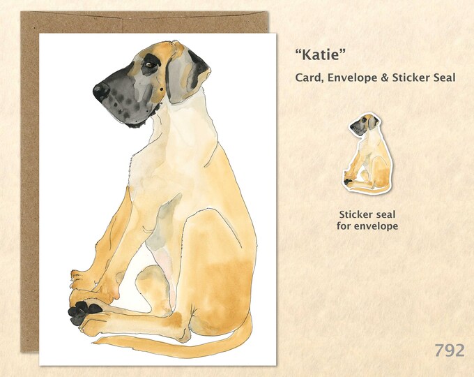 Great Dane Card Dog Card Big Dogs Cute Animal Card Fun Dog Card Cute Dog Card Blank Note Card Art Card Greeting Card