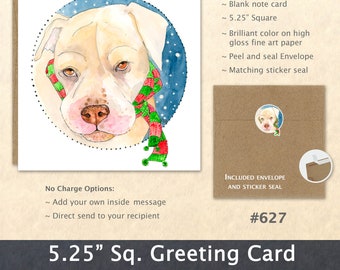 Dog in the Snow Wearing a Christmas Scarf Christmas Card Card Blank Note Card Art Card Greeting Card Watercolor Card Holiday Card