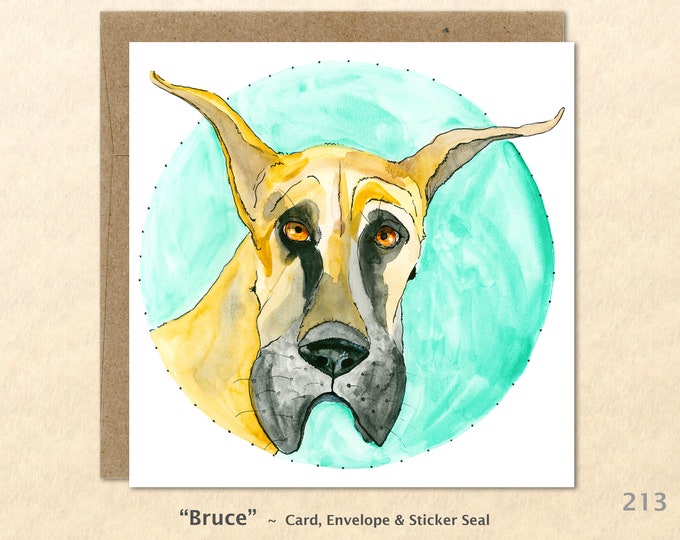 Great Dane Note Card  Dog Note Card Dog Greeting Card Blank Note Card Art Card Greeting Card Watercolor Card